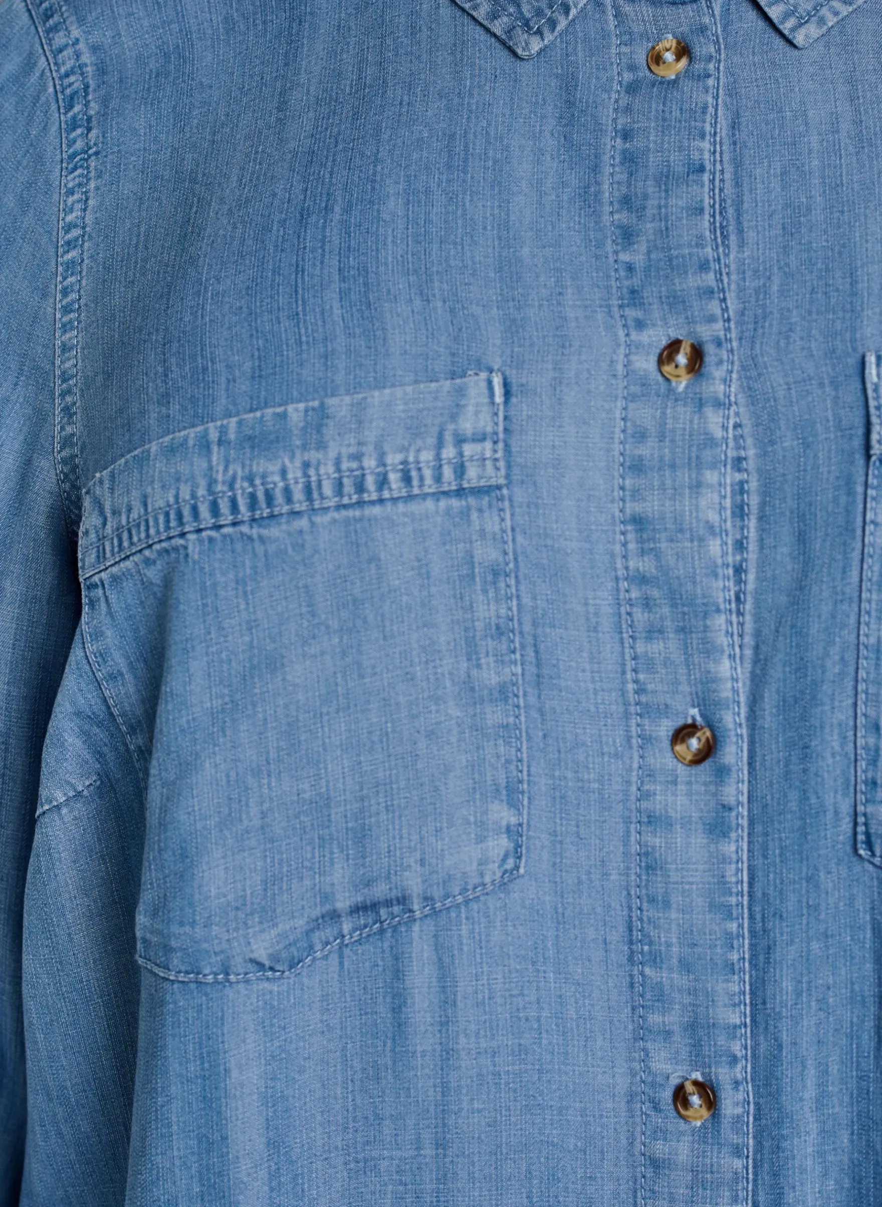 Midi-Hemdblusenkleid aus weichem Lyocell-Denim