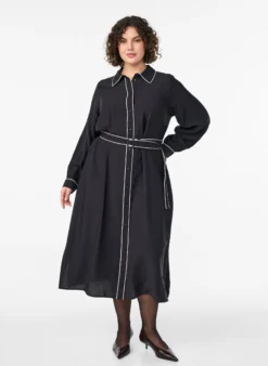 Midi-Hemdkleid mit Kontrastkanten