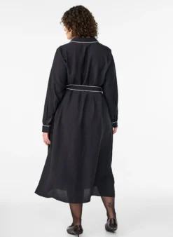 Midi-Hemdkleid mit Kontrastkanten