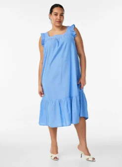 Midikleid aus Baumwolle mit Rüschendetails