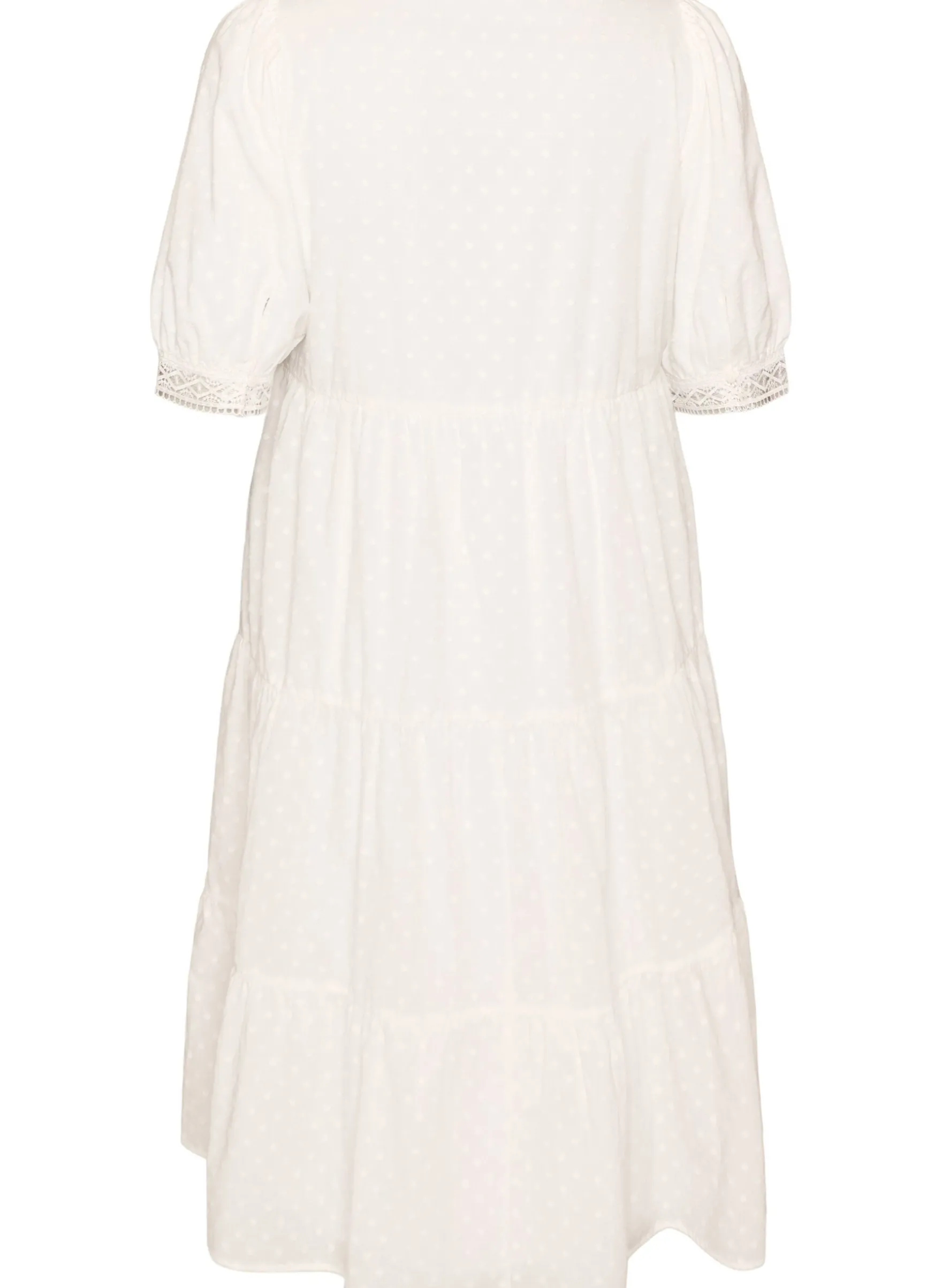 Midikleid aus strukturierter Baumwolle mit Häkeldetails