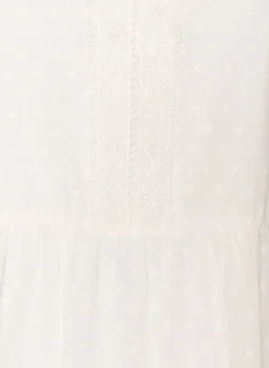 Midikleid aus strukturierter Baumwolle mit Häkeldetails