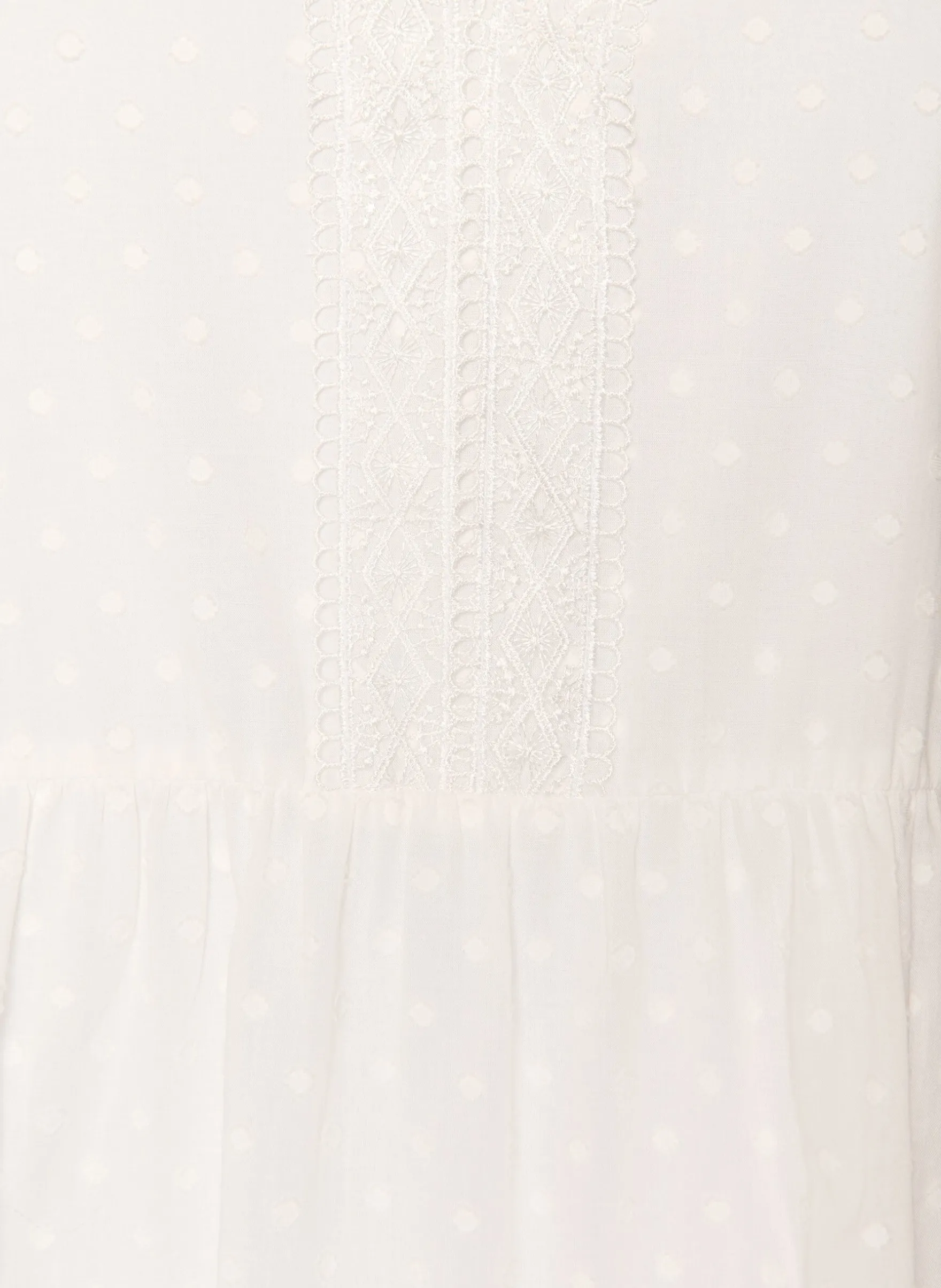 Midikleid aus strukturierter Baumwolle mit Häkeldetails