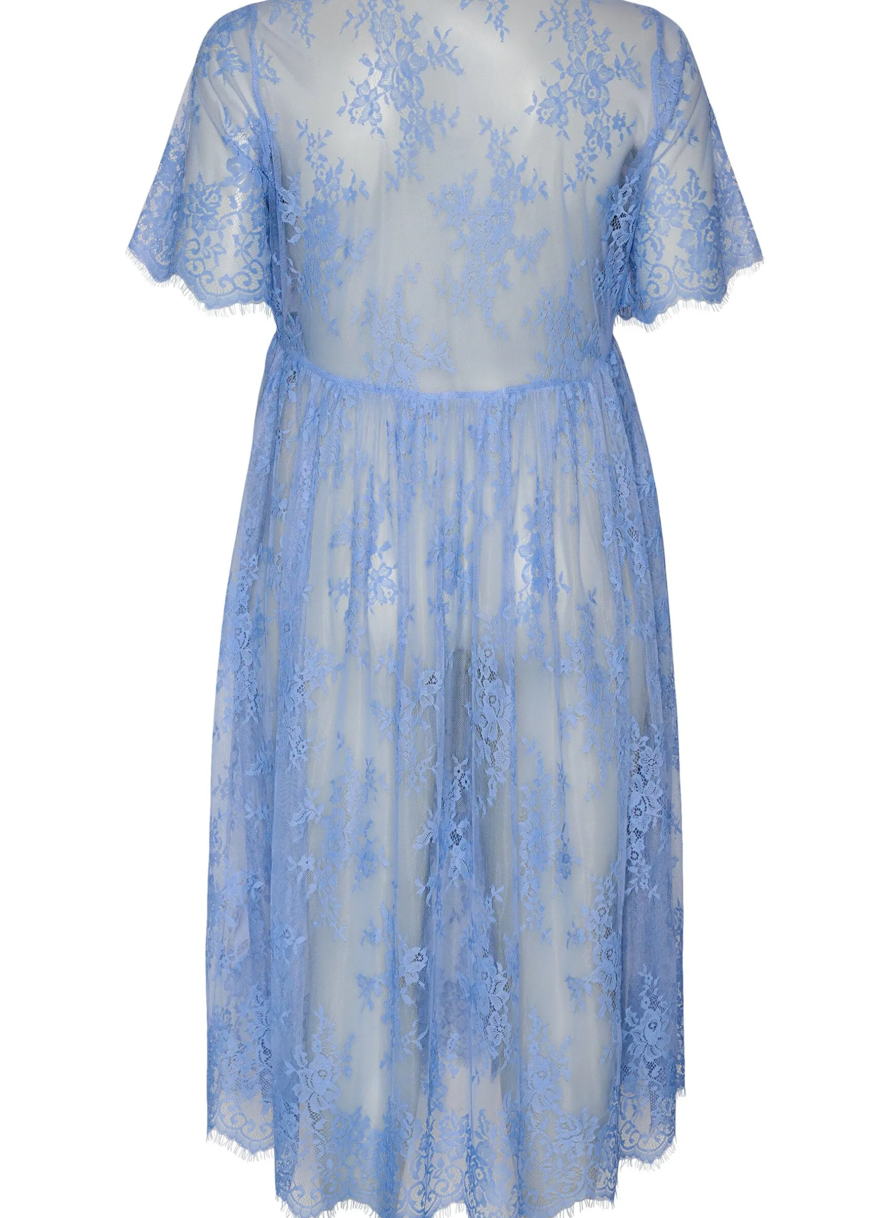 Midikleid aus transparenter Spitze mit kurzen Ärmeln