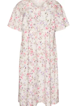 Midikleid aus Viskose mit geblümtem Muster und Rüschenkragen