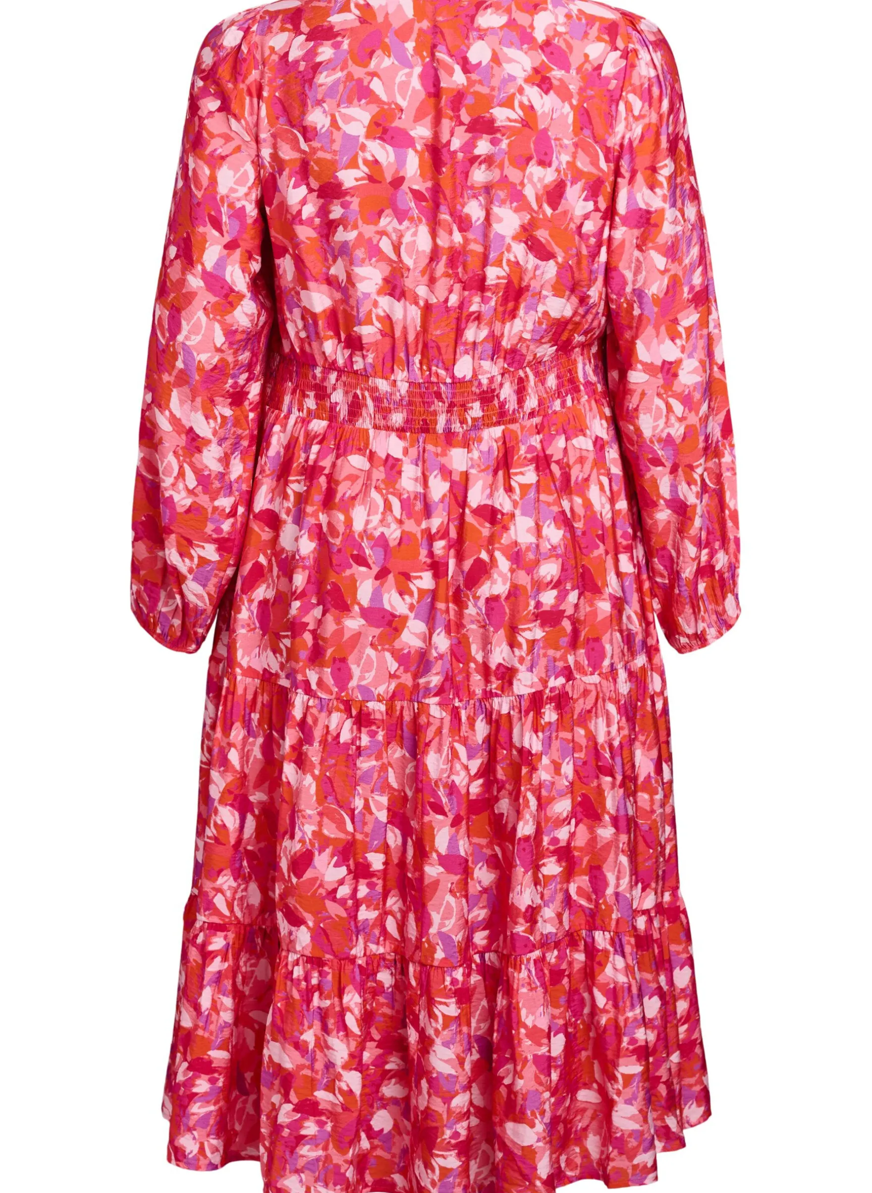Midikleid mit buntem Blättermuster