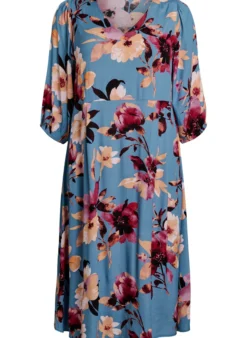 Midikleid mit geblümtem Print und 3/4-Ärmeln