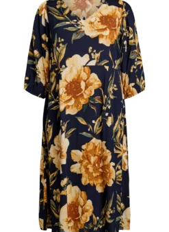 Midikleid mit geblümtem Print und 3/4-Ärmeln
