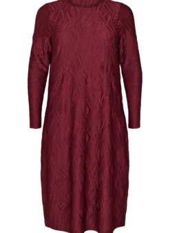 Midikleid mit gewellter Struktur und langen Ärmeln