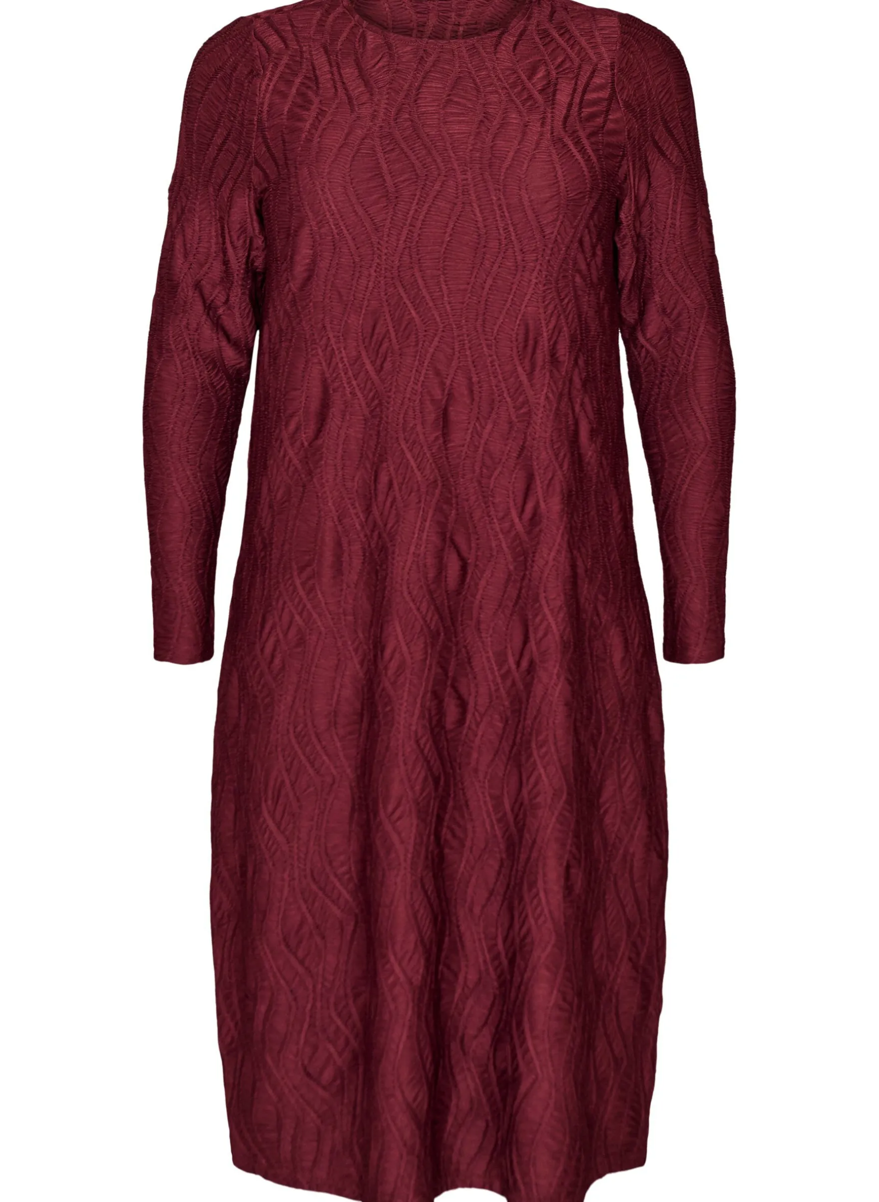 Midikleid mit gewellter Struktur und langen Ärmeln