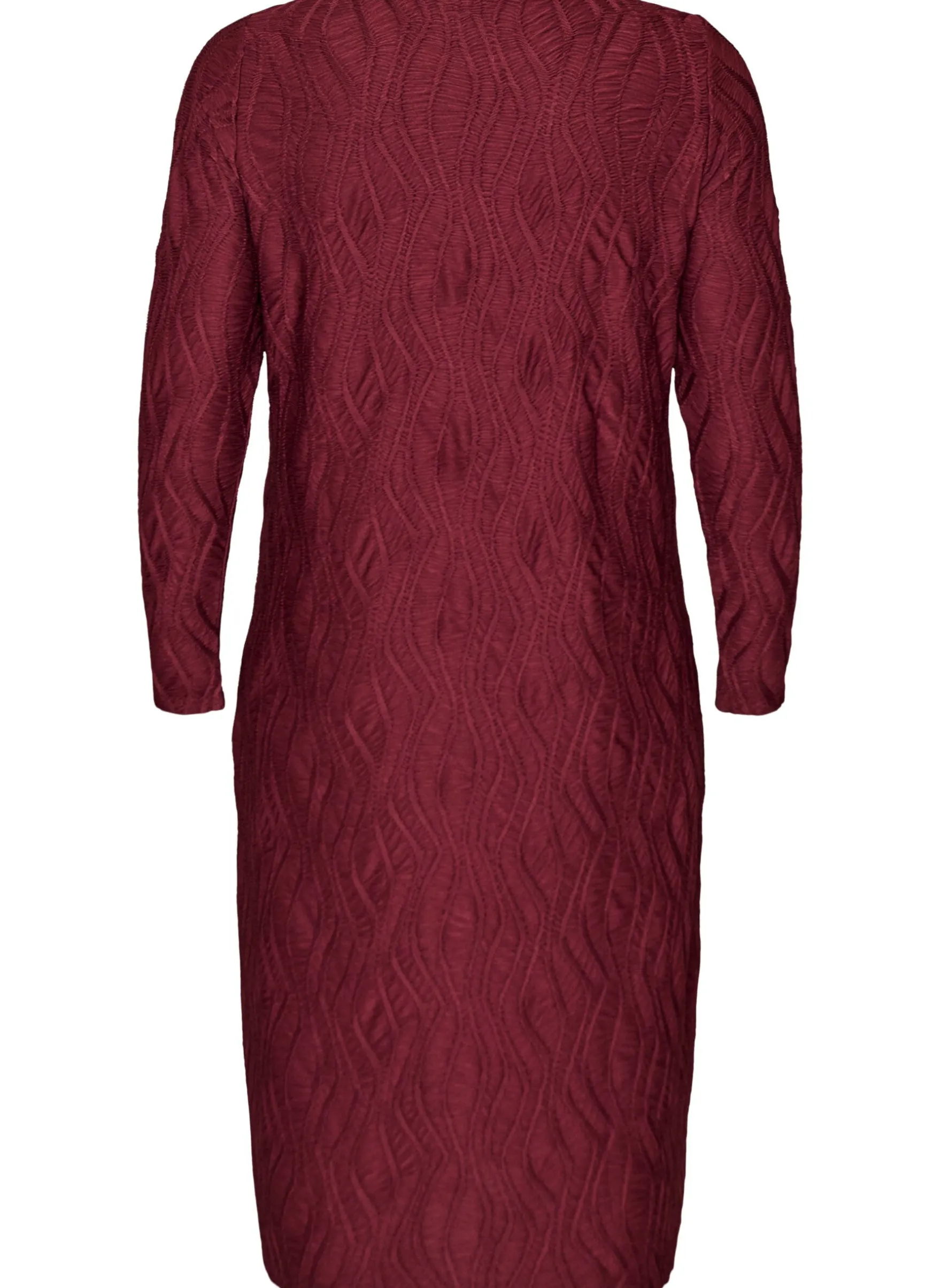 Midikleid mit gewellter Struktur und langen Ärmeln