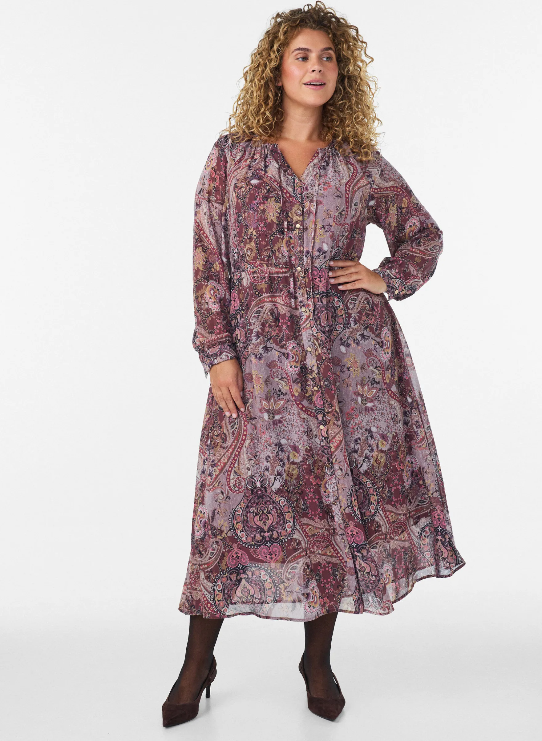 Midikleid mit Paisley-Muster und elastischem Bund