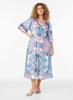 Midikleid mit Paisleymuster und Satin-Optik
