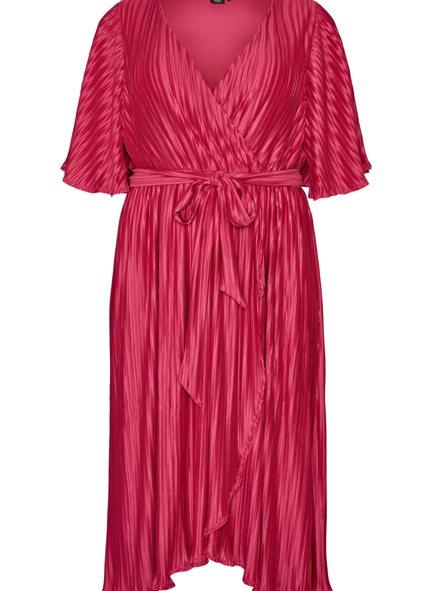 Midikleid mit Plisseefalten und Fledermausärmeln