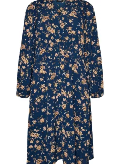 Midikleid mit Smock und Zierknöpfen