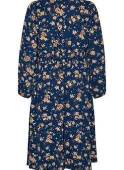 Midikleid mit Smock und Zierknöpfen