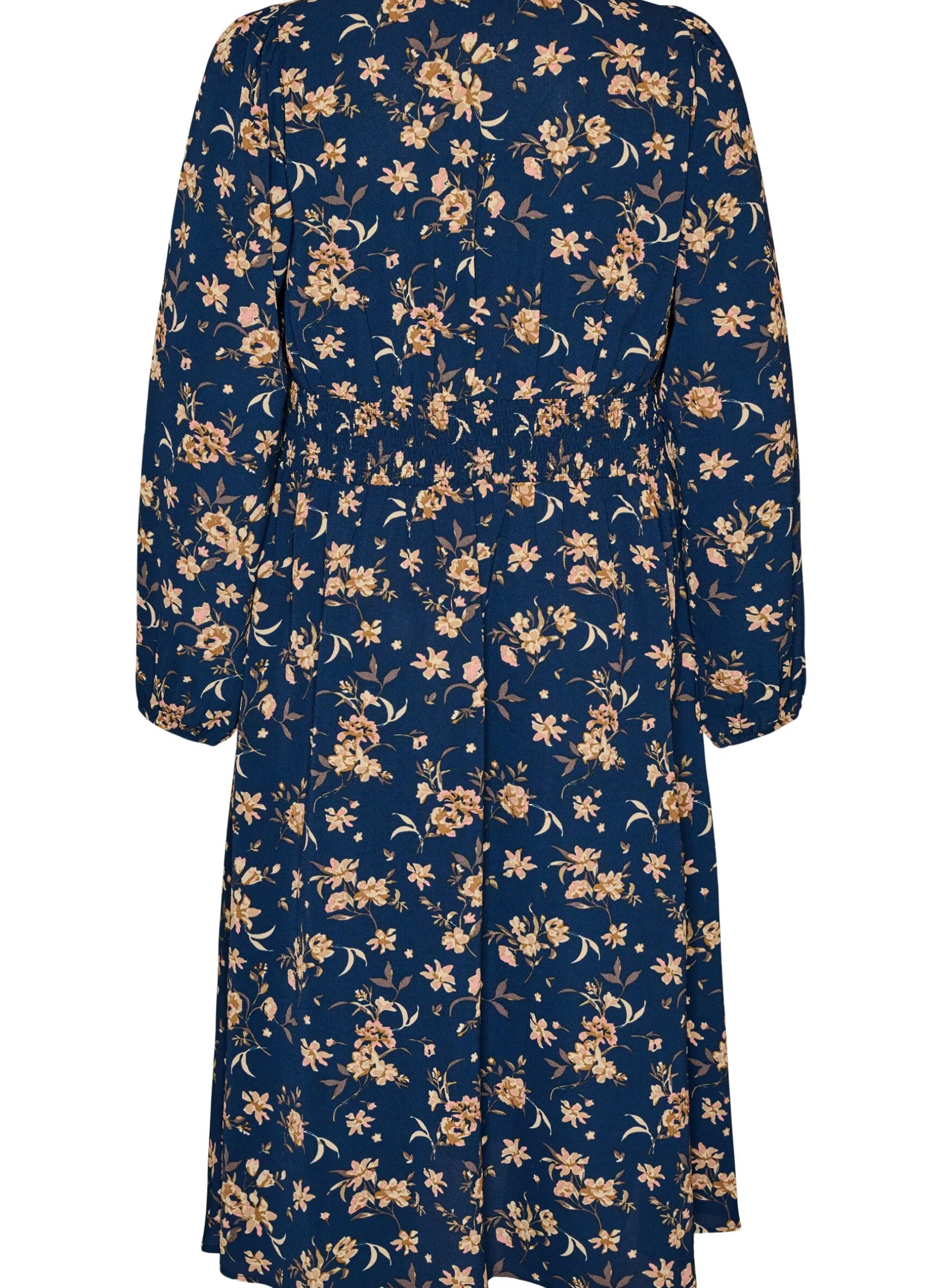 Midikleid mit Smock und Zierknöpfen