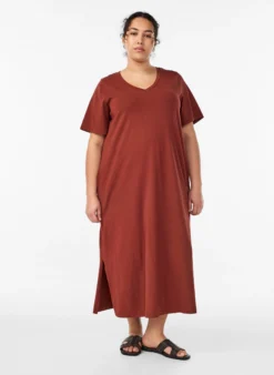 Midi-T-Shirtkleid mit V-Ausschnitt