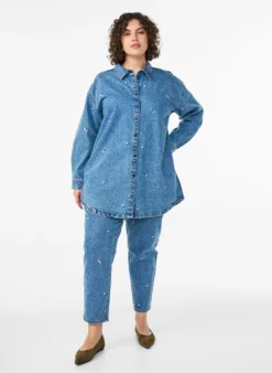 Mille Mom Fit Jeans mit Stickerei
