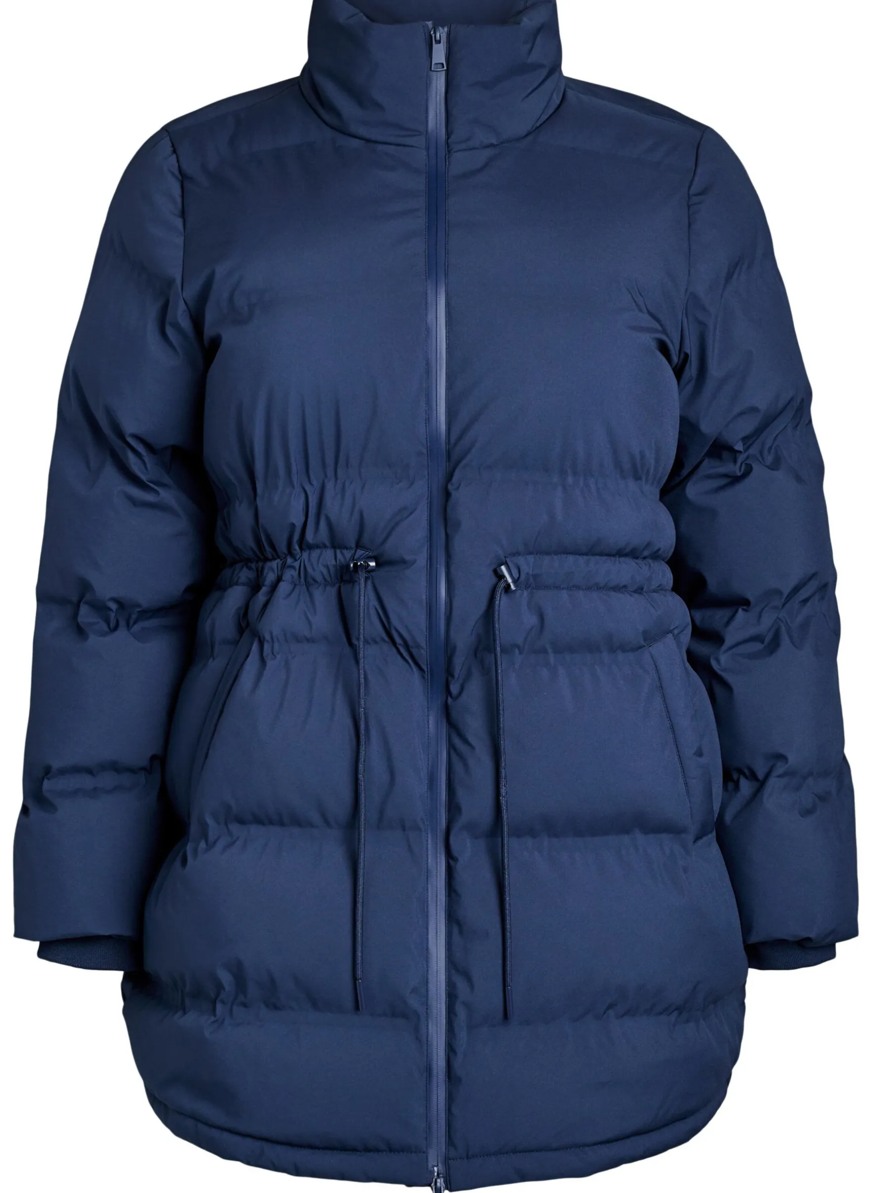 Mittellange Pufferjacke mit verstellbarer Taille