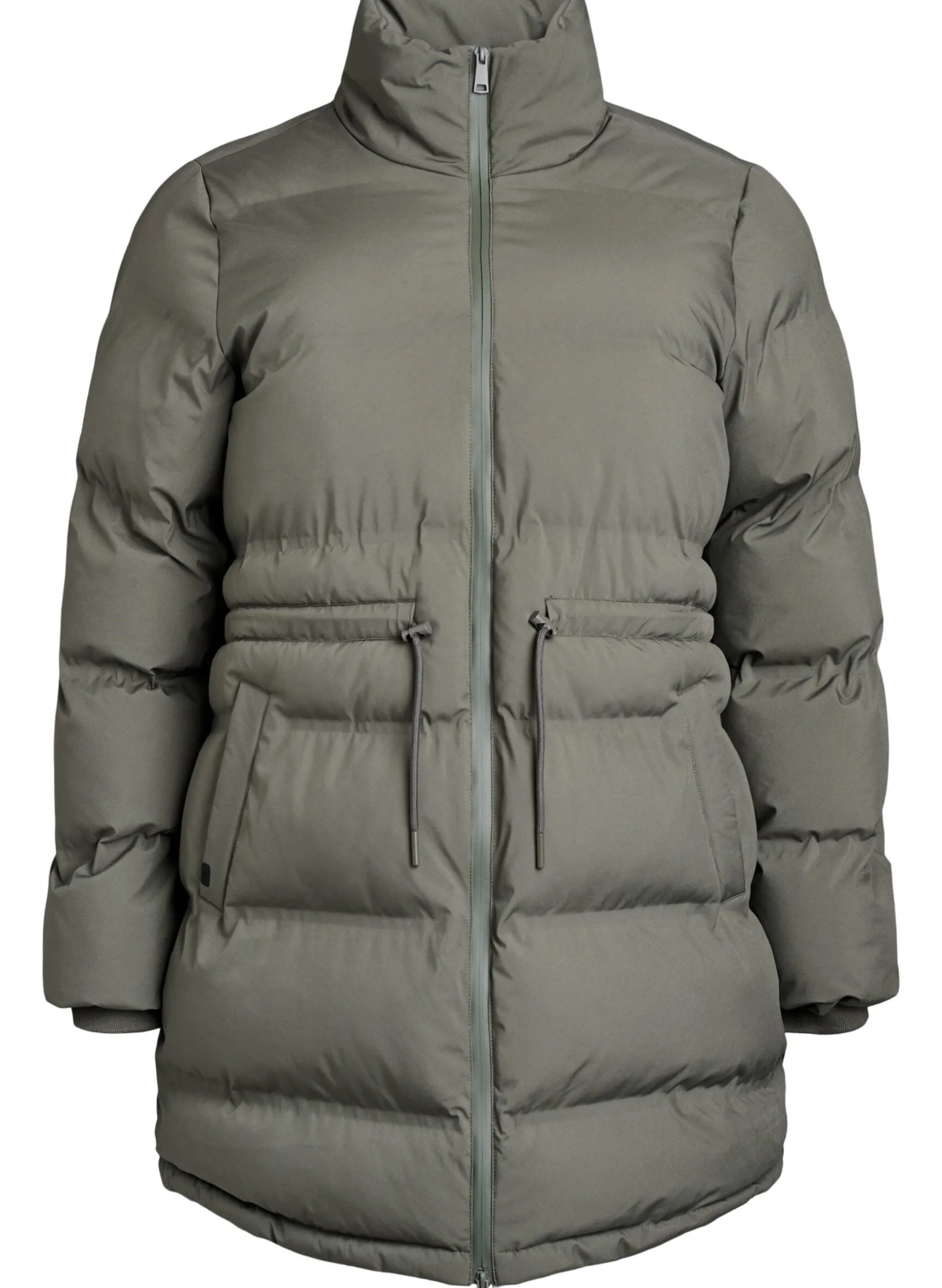 Mittellange Pufferjacke mit verstellbarer Taille