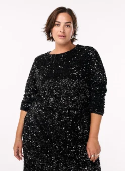 Paillettenbluse mit langen Ärmeln