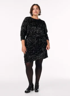 Paillettenbluse mit langen Ärmeln