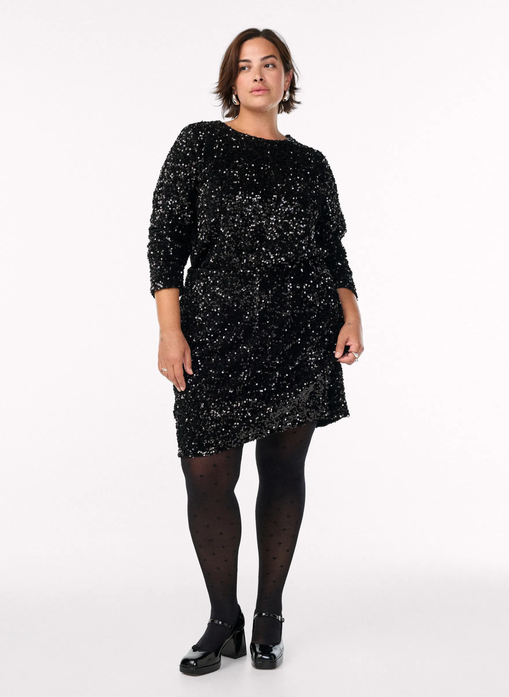 Paillettenbluse mit langen Ärmeln