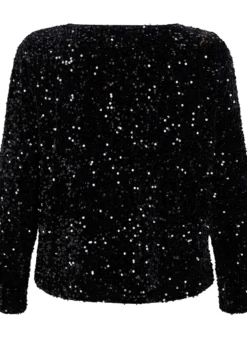 Paillettenbluse mit langen Ärmeln