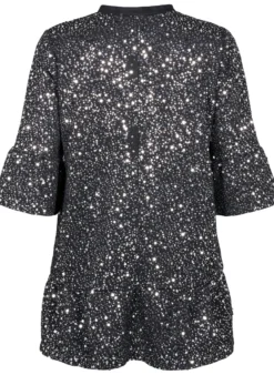 Paillettenkleid mit V-Ausschnitt und 3/4-Ärmeln