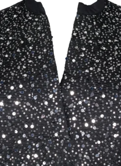 Paillettenkleid mit V-Ausschnitt und 3/4-Ärmeln