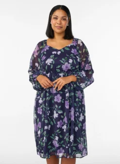 Partykleid aus Chiffon mit langen Ärmeln