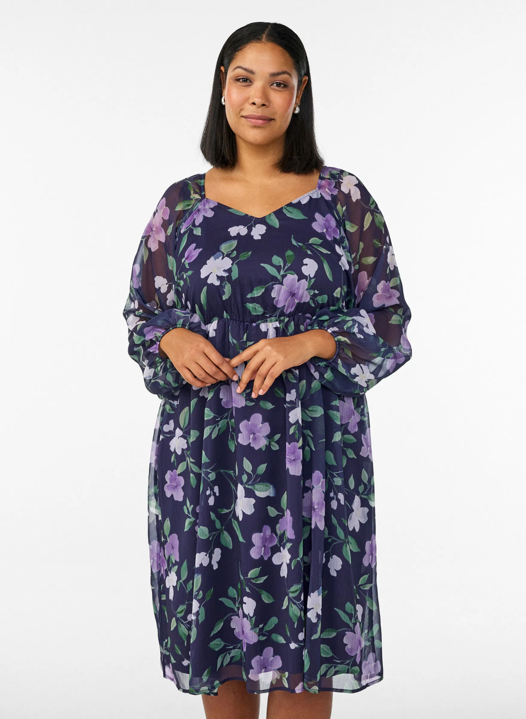 Partykleid aus Chiffon mit langen Ärmeln
