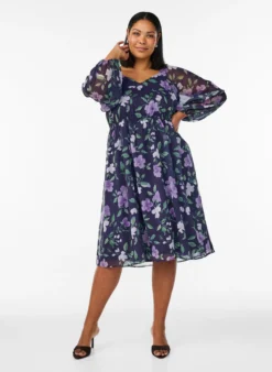 Partykleid aus Chiffon mit langen Ärmeln
