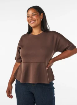 Peplum-Bluse mit ellenbogenlangen Ärmeln