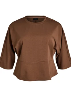 Peplum-Bluse mit ellenbogenlangen Ärmeln
