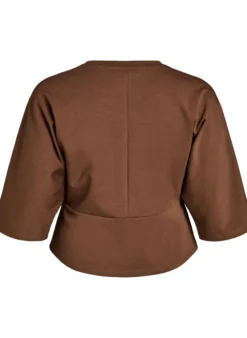 Peplum-Bluse mit ellenbogenlangen Ärmeln
