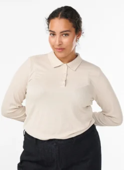Poloshirt aus weichem Ripp mit langen Ärmeln
