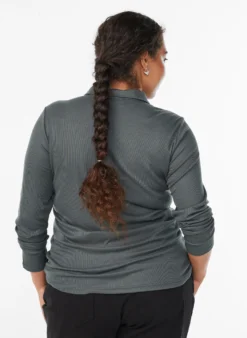 Poloshirt aus weichem Ripp mit langen Ärmeln