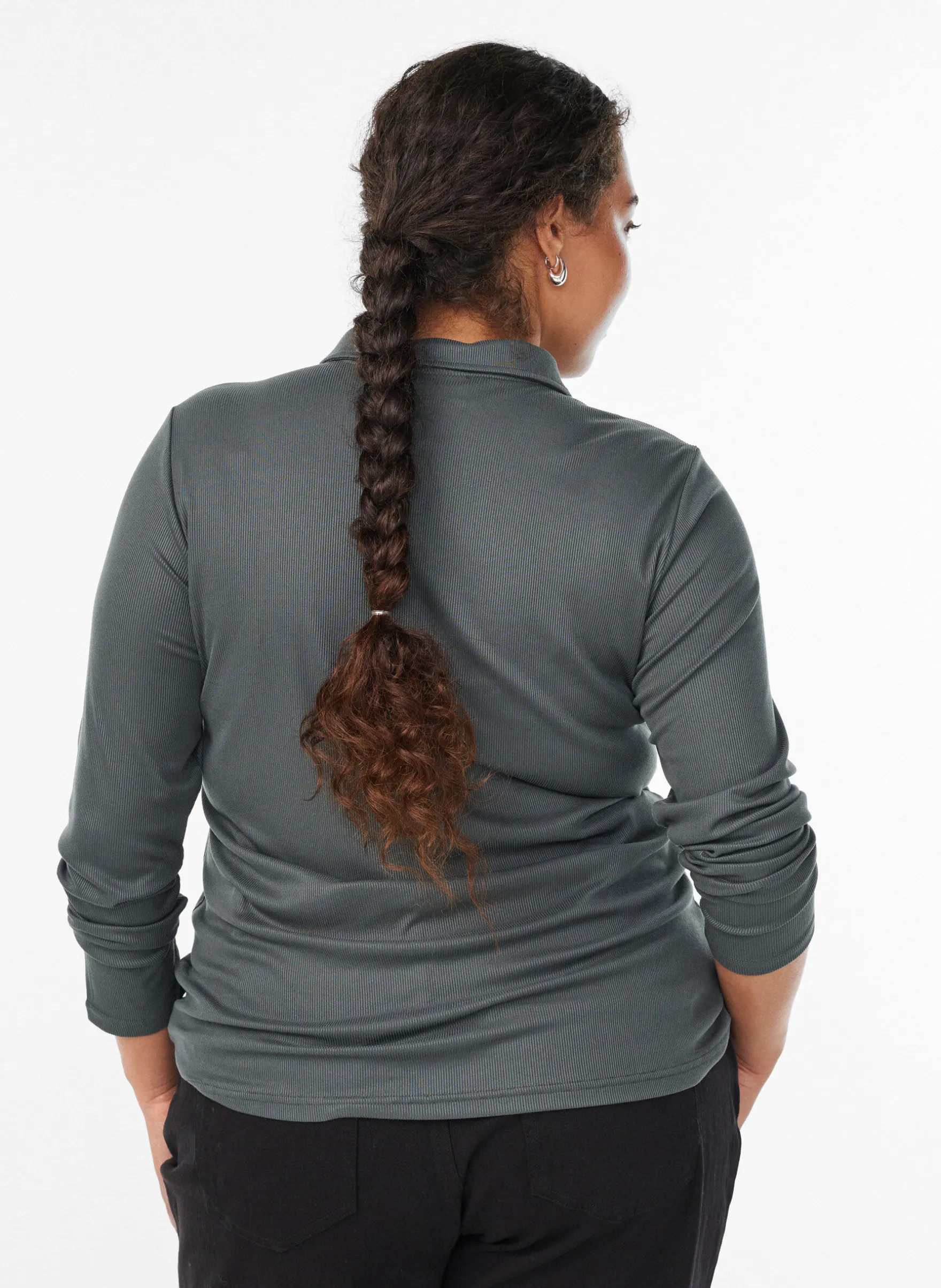 Poloshirt aus weichem Ripp mit langen Ärmeln