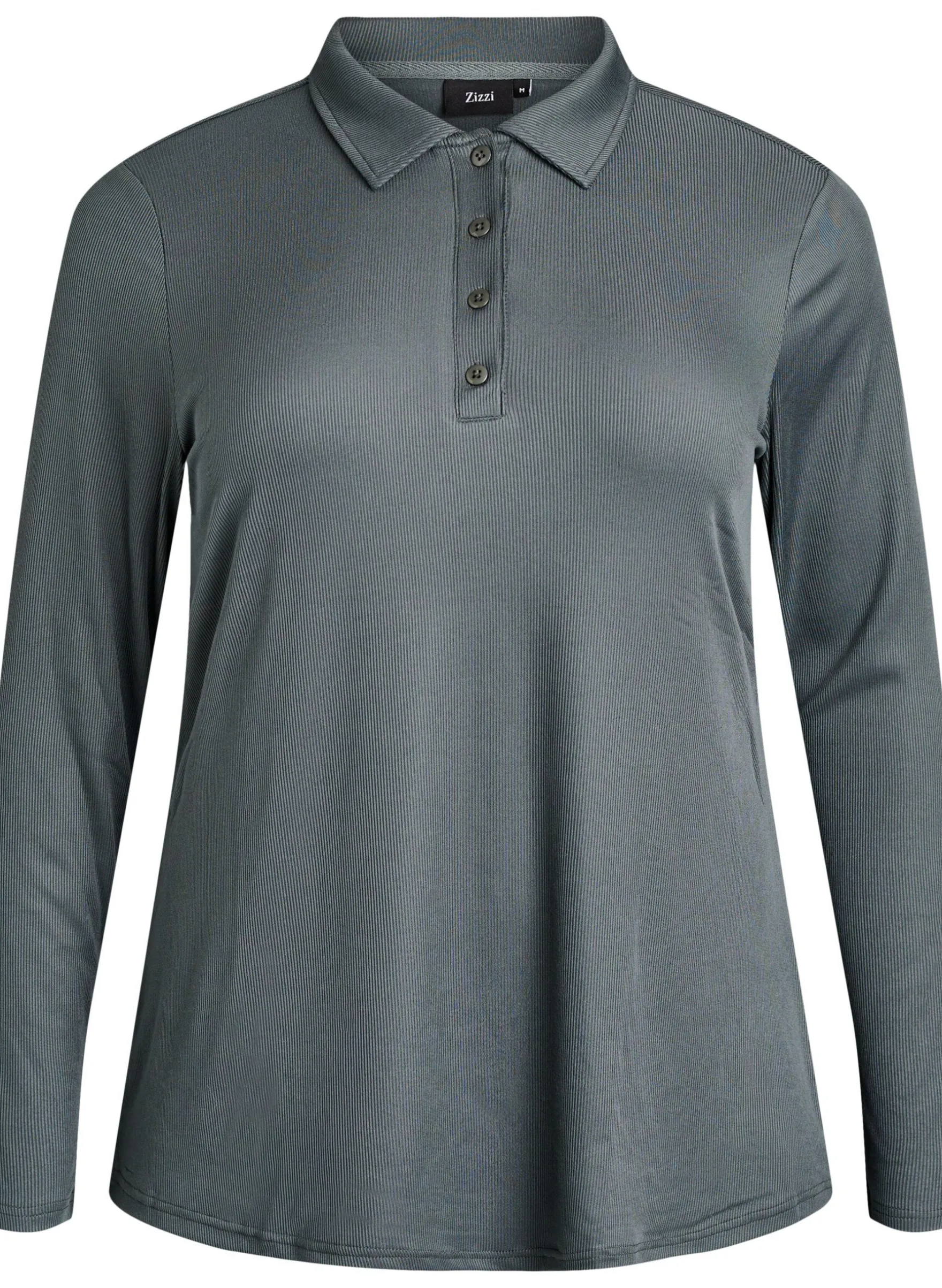 Poloshirt aus weichem Ripp mit langen Ärmeln