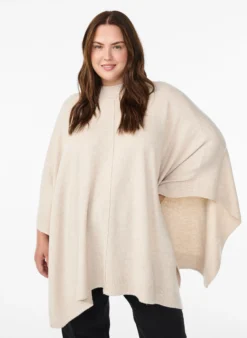 Poncho mit Rippdetails und Rundhalsausschnitt