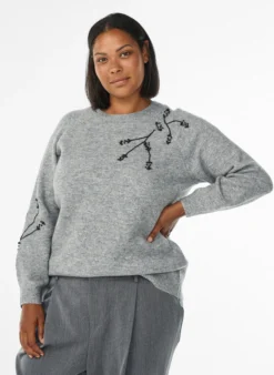 Pullover mit Perlenstickerei