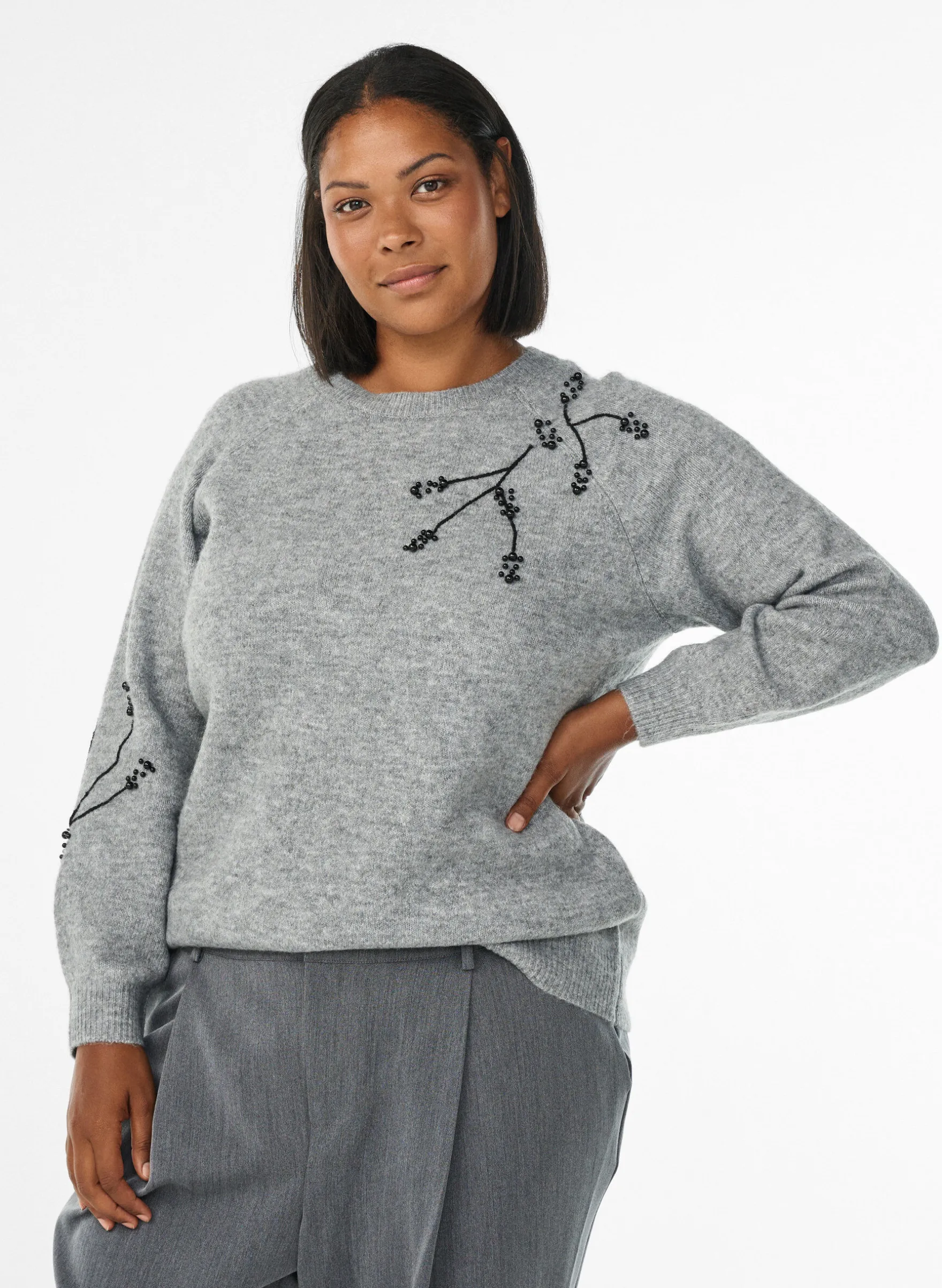 Pullover mit Perlenstickerei
