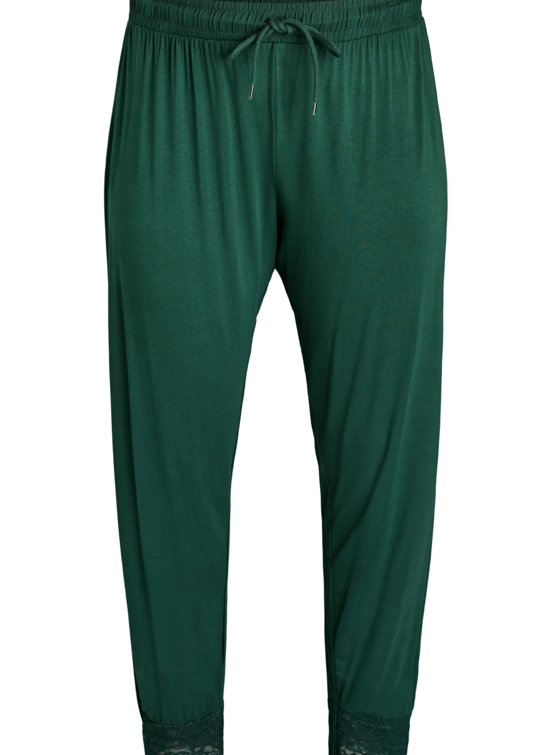 Pyjamahose mit Spitzen und hoher Taille