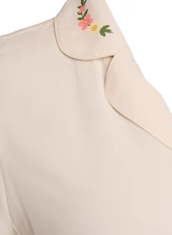 Pyjamaoberteil aus Viskose mit Bindeband und Blumenmuster