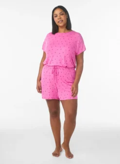 Pyjama-T-Shirt aus Viskose mit Allover-Print