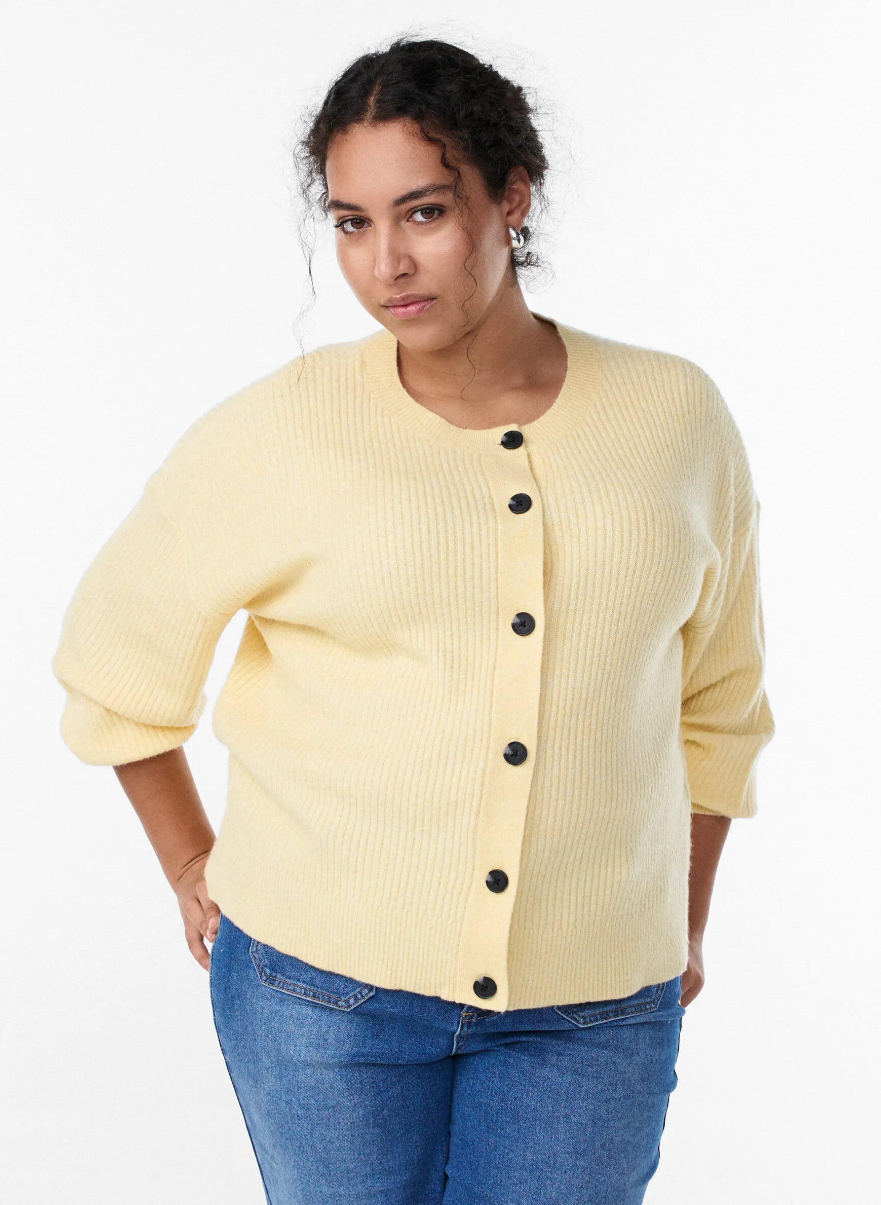 Rippenstrick Strickjacke mit Knöpfen