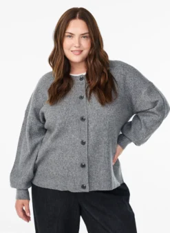 Rippenstrick Strickjacke mit Knöpfen