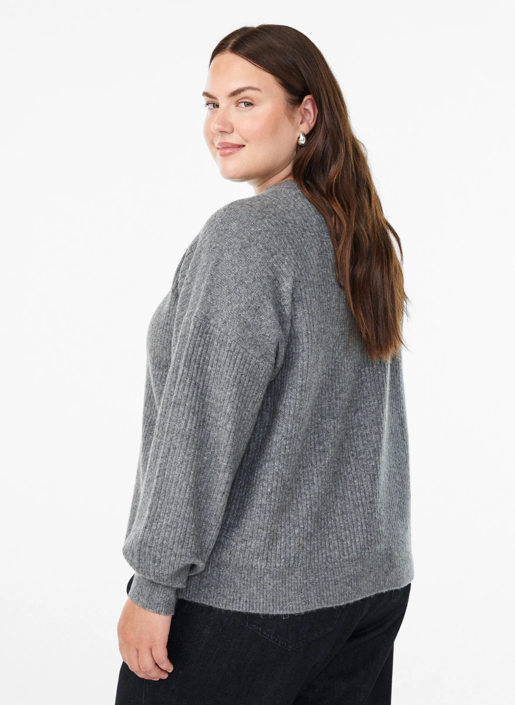 Rippenstrick Strickjacke mit Knöpfen